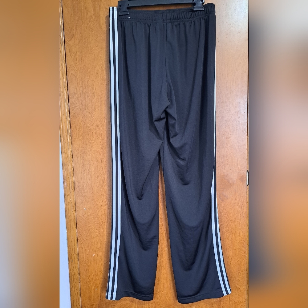 Adidas Black Track Pants with White Stripes
